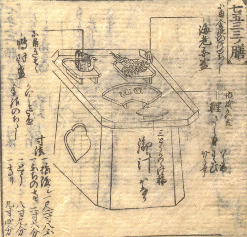 伊勢海老の舟盛りの盛り付け例。高級食材足る扱い。
